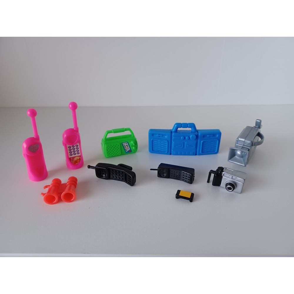 Vintage Barbie Fashion‎ Doll Cell Phones, Cameras, Boom Boxes, And Binoculars